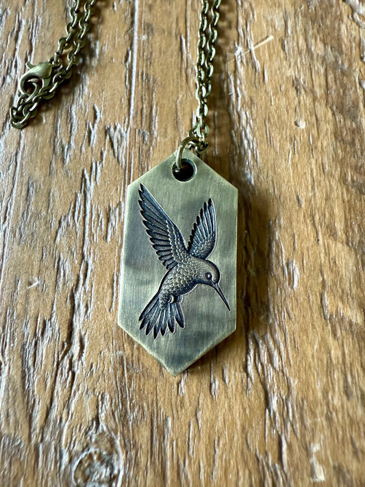 Hexagon Hummingbird Pendant